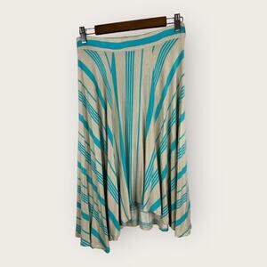 Stem Womens size XS Pull On Striped Skirt Beachy Coastal Lagenlook Stretch Blue
